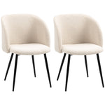 Juego de 2 sillas de comedor con respaldo de tela efecto lana de borreguito, patas de acero, 55 x 62 x 80 cm, beige negro