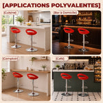 Lot de 2 tabourets de bar chaises de bar hauteur réglable dossier et repose-pieds pivotant à 360° 46x41x76-96cm rouge