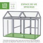 Enclos poulailler 1,18 m², parc grillagé avec porte verrouillables, cadre en bois massif, 140 x 88,5 x 106 cm, gris