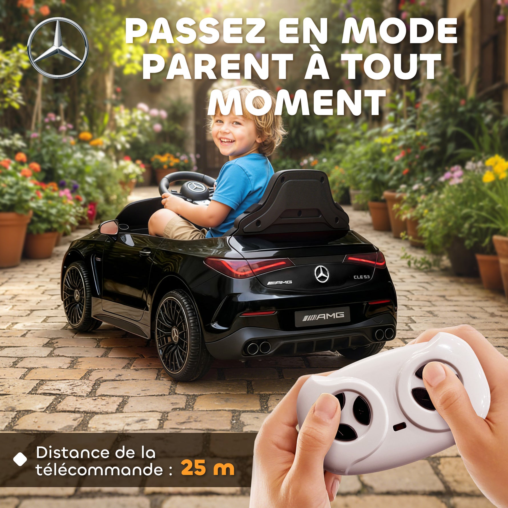 Voiture électrique enfants Mercedes AMG CLE 53 12V 2 moteurs télécommande parentale 2,4G 99 x 55 x 43 cm noir