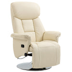 Fauteuil de relaxation inclinable pivotant repose-pied réglable, jusqu'à 150 kg, pour salon, chambre, home cinéma, crème