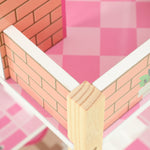 Casa delle Bambole in Legno per Bambini, Casa dei Sogni per Bambine a 3 Piani con Balcone, Scale e 10 Accessori, Rosa