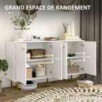 Buffet salon meuble de rangement avec étagères réglables, placards à portes, 140 x 35 x 77,5 cm, blanc