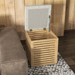 Coffre de rangement tabouret de rangement 54.76 L design lamellé cadre en bambou naturel 40 x 40 x 47 cm bois naturel