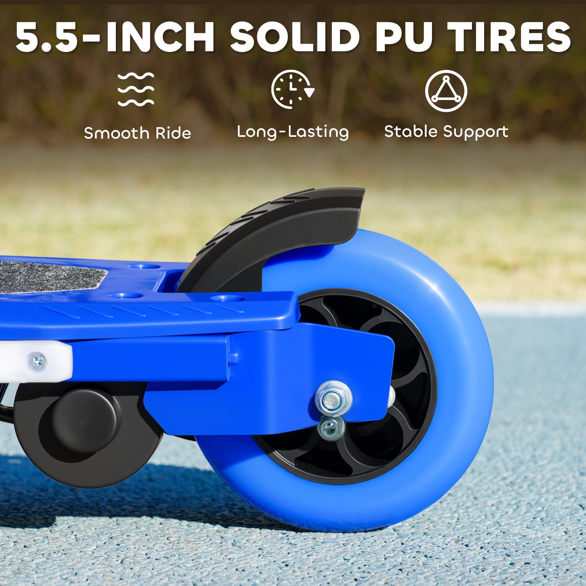 Electric scooter for children aged 6-14, maximum speed 10 km/h, colorful LED lights, electric brake, blue