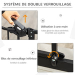 Lot de 2 barrières de sécurité animaux de 104H cm avec système de double verrouillage sans percage de 74 à 80 cm