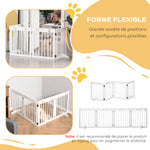 Barrière de sécurité barrière modulable pliable pour animaux de compagnie 4 panneaux en bois de pin massif 204 x 30 x 61 cm blanc