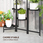 Support pour plantes 6 niveaux étagère plante ajustable et pliable en métal design sans vis porte 60 x 40 x 80 cm noir