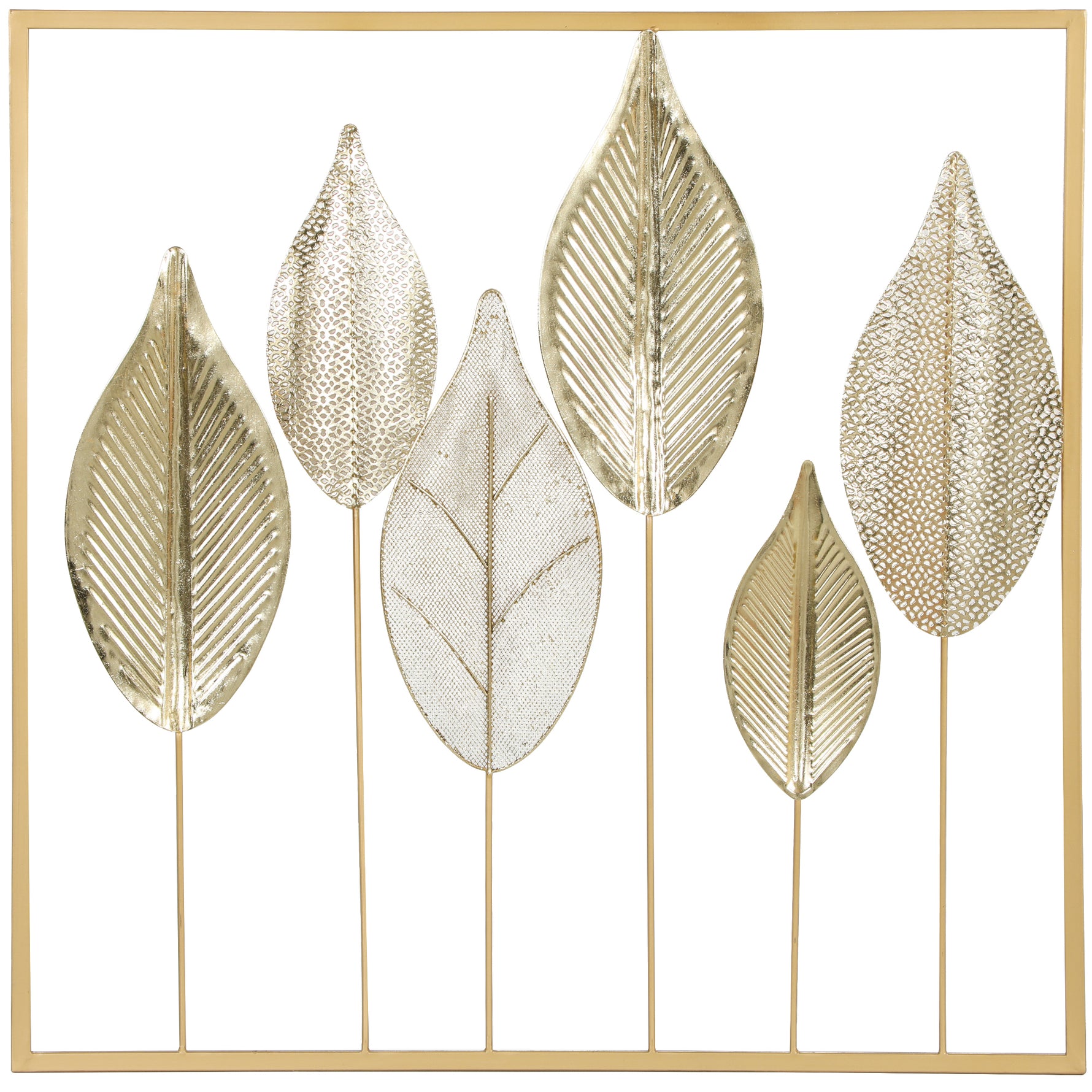 Décoration murale en métal moderne, sculpture murale en métal en forme de feuille, 70 x 70 cm, doré