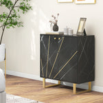Buffet de rangement avec 2 portes et étagère réglable pieds en métal 76 x 35 x 77 cm ton marbre noir