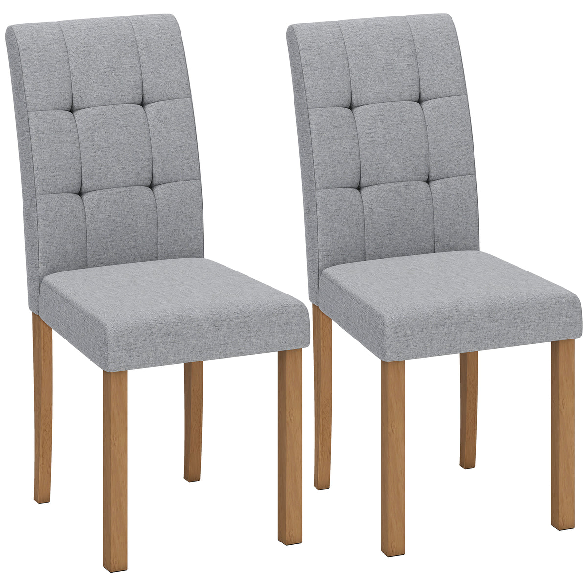 Lote de 2 sillas de comedor, silla de cocina moderna con asiento acolchado de tela efecto lino, gris claro