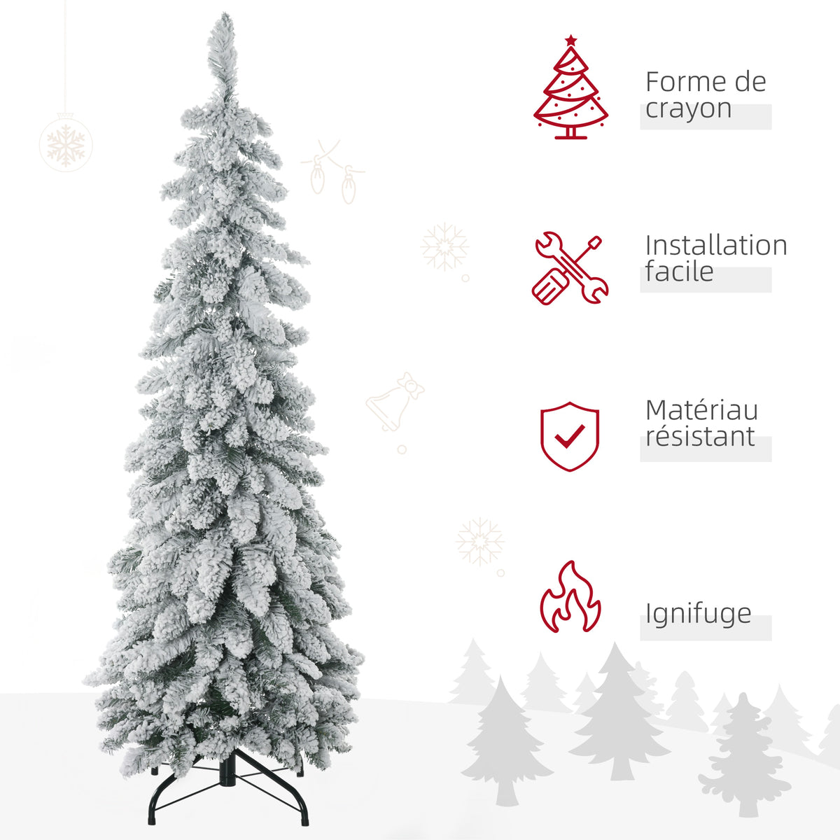 Künstlicher Weihnachtsbaum mit Stahlständer, 253 beschneite Zweige, klappbarer Fuß, Höhe 135 cm, grün