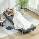 Sillón convertible individual, sillón cama plegable acolchado de lino con respaldo ajustable, cojín, gris oscuro