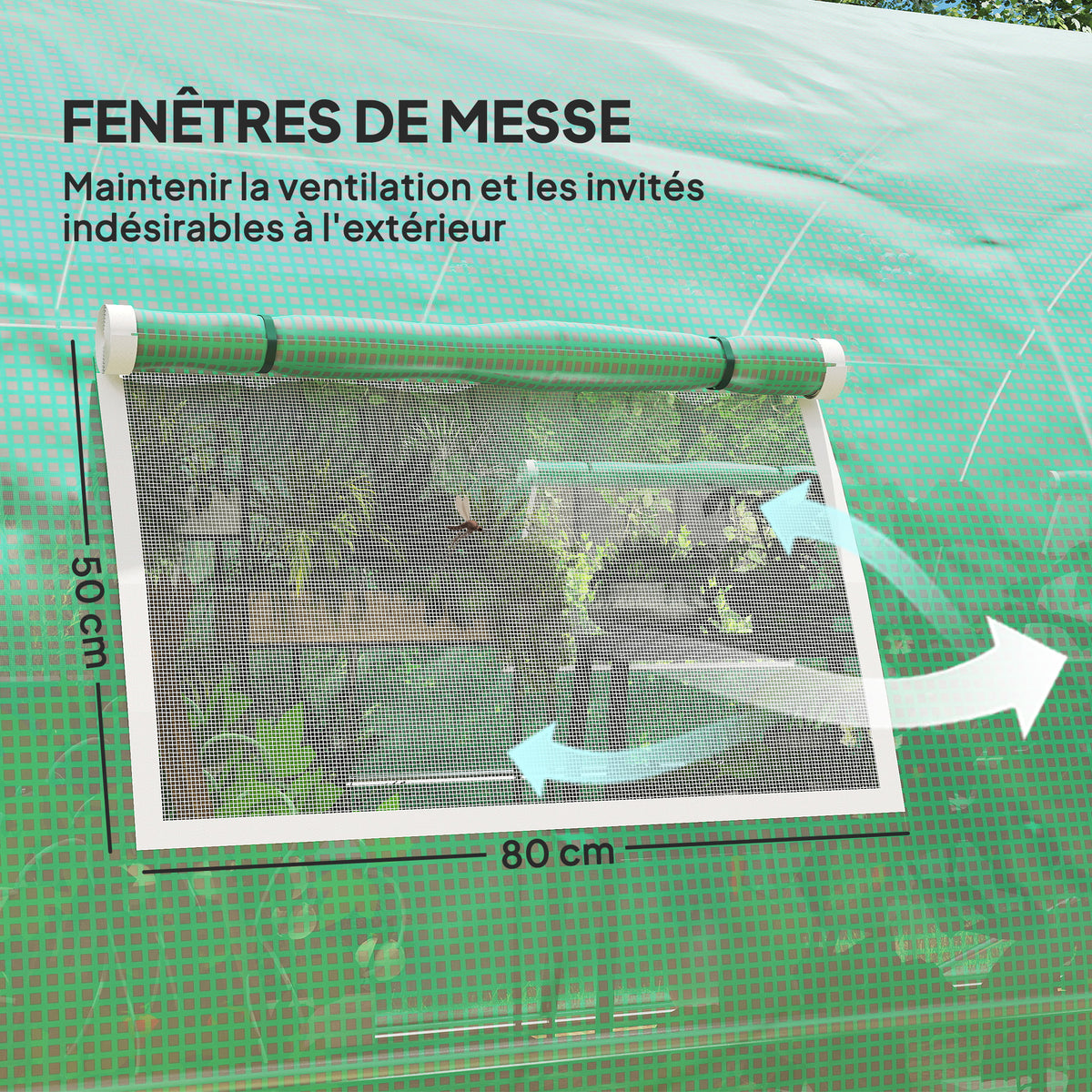 Serre de jardin tunnel serres tunnel 18 m² 8 fenêtres 2 portes articulées toile PE structure en fer galvanisé vert