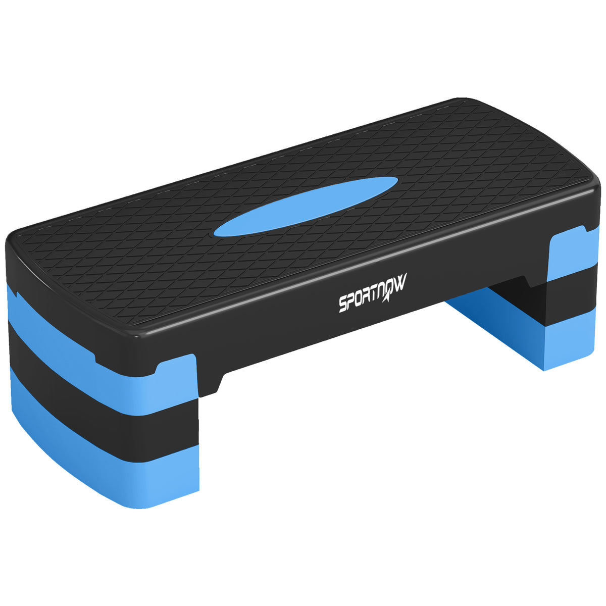 Stepper Fitness Aérobic 3 Niveaux, Hauteur Réglable 10/15/20 cm avec Rehausses, Surface Antidérapante, 68x29x20cm, Bleu