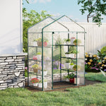 Serre de jardin 8 étagères bâche transparente PVC porte enroulable 143 x 73 x 195 cm - transparent