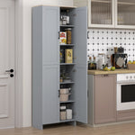 Armoire de cuisine hauteur 170 cm buffet haut avec 4 portes et étagères ajustable, design moderne, gris