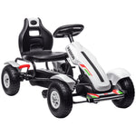 Kart à pédales pour enfant siège réglable 3 positions frein à main enfant de 5 à 12 ans blanc noir