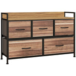 Commode Meuble de Rangement 5 tiroirs en Tissu 98 x 29 x 63 cm structure en acier noir