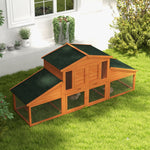 Clapier cage à lapins rongeurs poulailler XXL 2 étages 2 enclos tiroir déjection 2,25L x 0,70l x 1H m bois massif pin