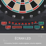 Cible jeu de fléchettes électronique refermable 27 jeux 202 variations jusqu'à 8 joueurs affichage LED