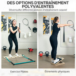 Pilates-Stangen- und Widerstandsband-Set mit verstellbarem Schrägbrett, Trainingsgerät blau