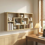 Étagère murale bibliothèque 8 cubes, meuble de rangement, design moderne, 85 x 14,5 x 47,5 cm, chêne