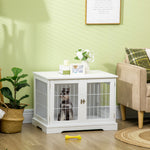 Cage pour chien animaux 2 en 1 table d'appoint meuble cage chien intérieur avec 2 portes verrouillables - dim. 76L x 54.5l x 56H cm - Métal et MDF