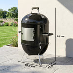 Fumoir 3 en 1 avec 3 Grilles de Cuisson, Thermomètre Intégré, Ventilation Réglable, 62,5x47,5x91cm, Noir