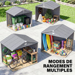 Abri de jardin en résine 4,56 m² avec kit de fondation galvanisé structure en aluminium 240 x 190 x 228 cm gris foncé