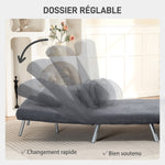 Poltrona letto singola, poltrona convertibile 3 in 1 con schienale regolabile, cuscino, seduta ampia, grigio scuro