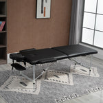 Table de massage pliable portable + housse de transport charge max. 225 Kg hauteur réglable 210 x 90 cm noir
