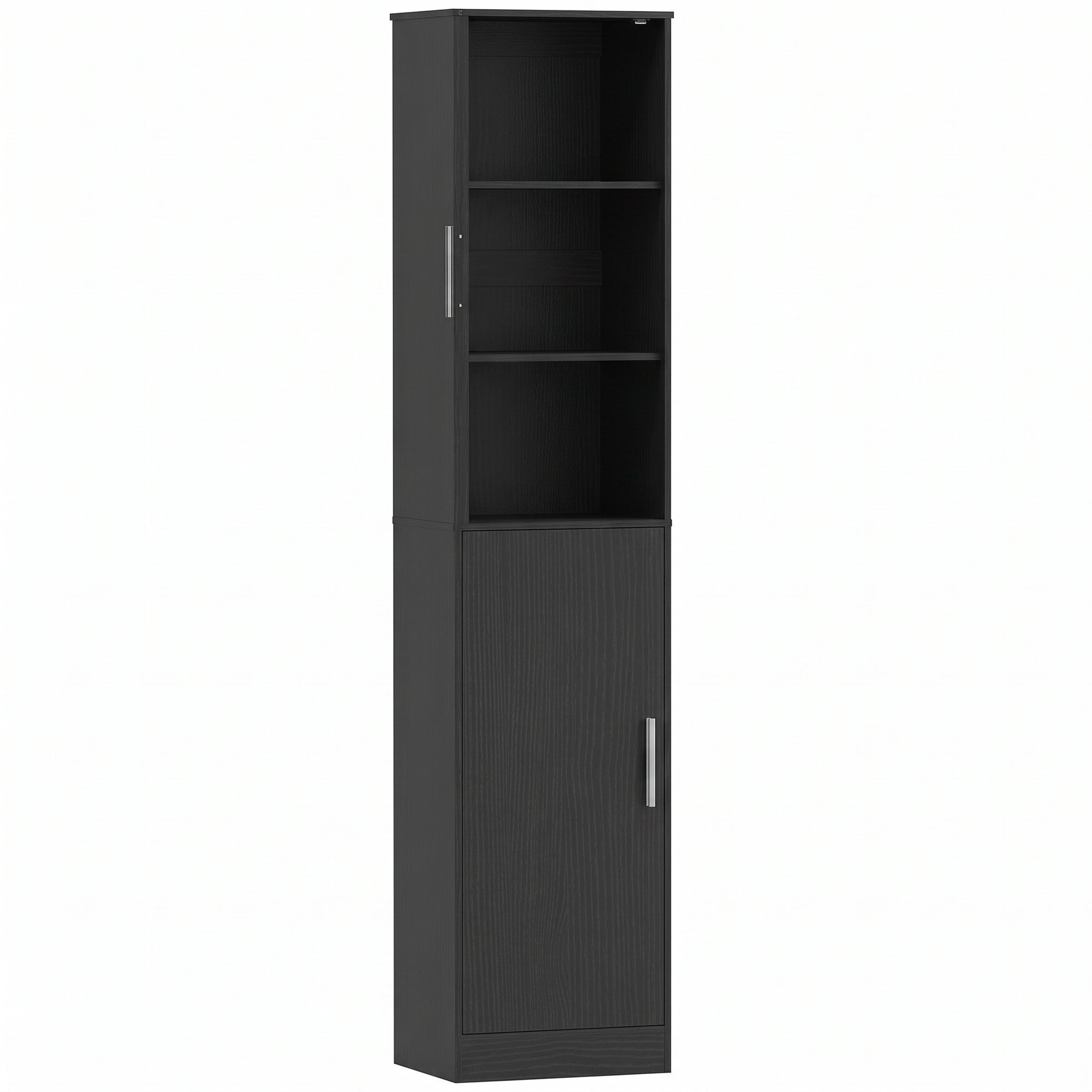Colonna da bagno a 6 livelli, mobile contenitore stretto, 2 ante e 4 ripiani regolabili, 40x35x180cm, nero