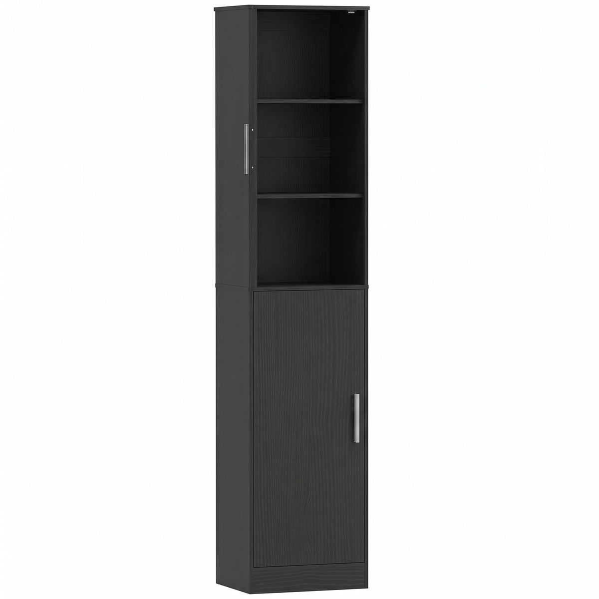 Colonna da bagno a 6 livelli, mobile contenitore stretto, 2 ante e 4 ripiani regolabili, 40x35x180cm, nero