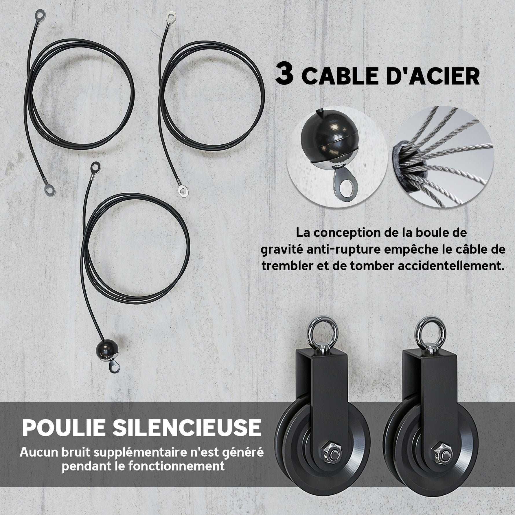 Poulie musculation maison, cable machine musculation exercices de flexion des biceps, des triceps et des bras
