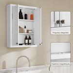 Armoire murale de salle de bain 3 niveaux, meuble de rangement suspendu  2 portes étagère réglable 61 x 20 x 84 cm blanc