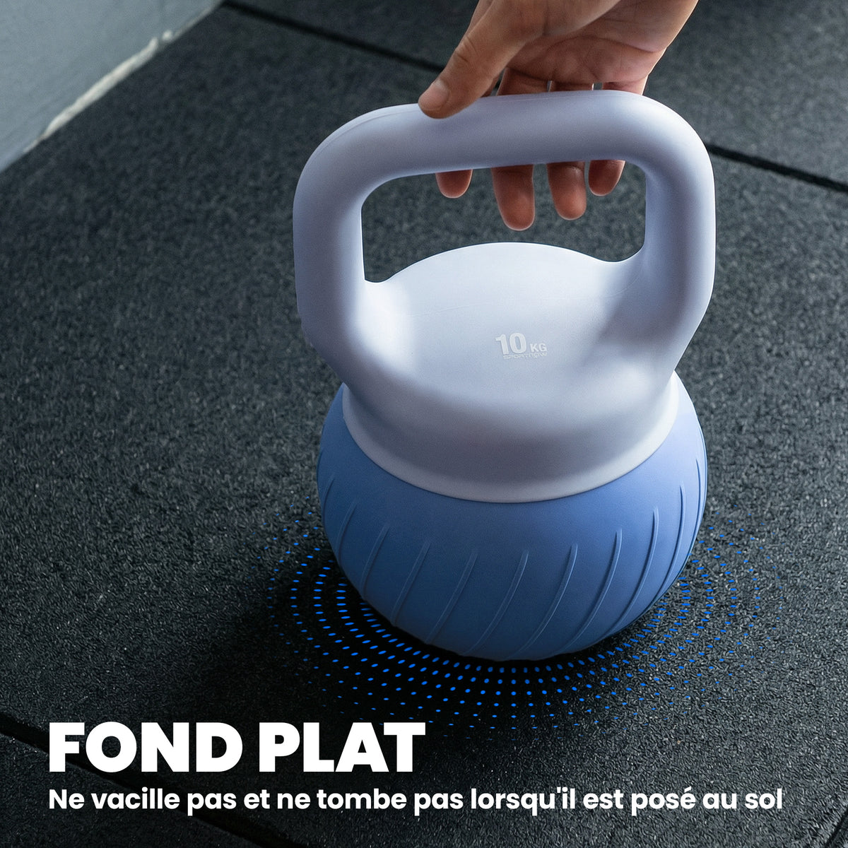 Kettlebell 10 kg, haltère avec poignée Antidérapante ergonomique, haltère à boule, musculation, entraînement, Bleu