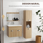 Ensemble de Meubles de Salle de Bain 4 Pièces, Mural, avec Miroir, Meuble sous Vasque, Lavabo et Armoire Haute, Naturel