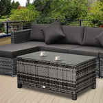 Table Basse de Jardin Plateau Verre trempé 5 mm rotin tressé 85 x 50 x 39cm Max. 70 kg gris