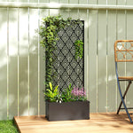 Jardinière avec treillis, bac à fleurs, avec brise-vue, pour plantes grimpantes, métal, 45 x 21,5 x 110 cm, noir