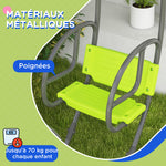 Balançoire pour enfants structure en métal avec poignée pour 2 enfants de 3 à 6 ans 110,5 x 40,5 x 180 cm vert