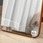 Grand miroir pleine longueur rectangulaire, 37 x 160 cm - miroir sur pied ou mural - pour chambre à coucher, salon et dressing, noyer clair