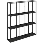 Étagère Murale Industrielle 9 Compartiments, Étagère Modulaire en Métal pour Objets de Collection, 87,5x18x100cm Noir