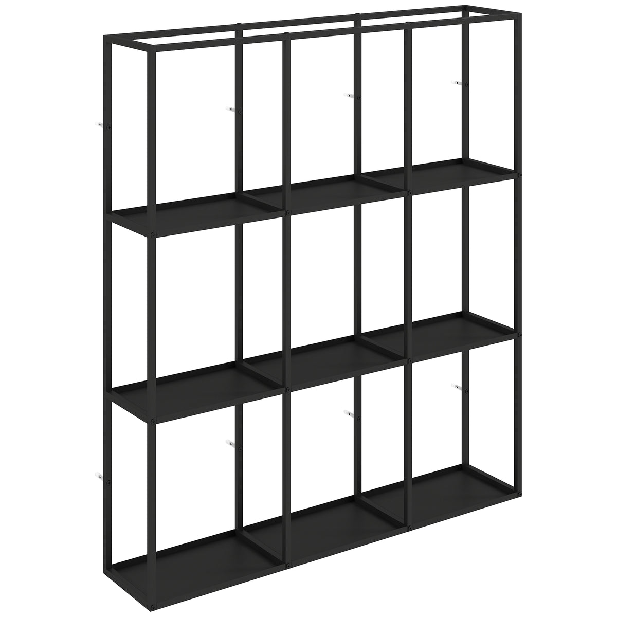 Étagère Murale Industrielle 9 Compartiments, Étagère Modulaire en Métal pour Objets de Collection, 87,5x18x100cm Noir