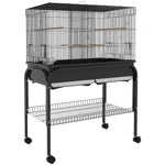 Grand cage oiseaux cage perroquet avec support roulettes pour cacatoès perruche canaris perroquet 85 x 49 x 119 cm noir
