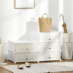 Armoire à chaussures modulable, meuble de rangement avec 6 cubes empilable en plastique, 49 x 36,5 x 108 cm blanc