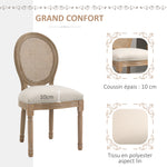 Lot de 4 chaises de Salle à Manger - Chaise de Salon médaillon Style Louis XVI - Bois Massif sculpté, patiné