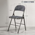 Lot de 4 chaises pliantes et portables intérieur avec assises et dossiers rembourrés en velours, cadre en acier, gris foncé