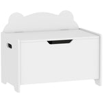 Coffre à jouet enfant avec couvercle rabattable, coffre de rangement enfant, forme d'ours, 60 x 38 x 48 cm, blanc