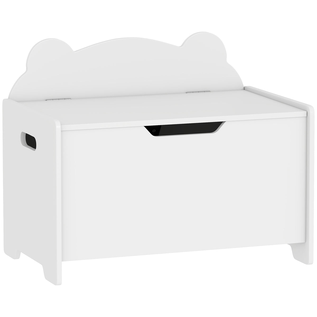 Coffre à jouet enfant avec couvercle rabattable, coffre de rangement enfant, forme d'ours, 60 x 38 x 48 cm, blanc